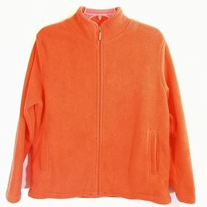 🔥BLAZE ORANGE WOMEN'S FLEECE ZIPPERED JACKET W/POCKETS SZ M